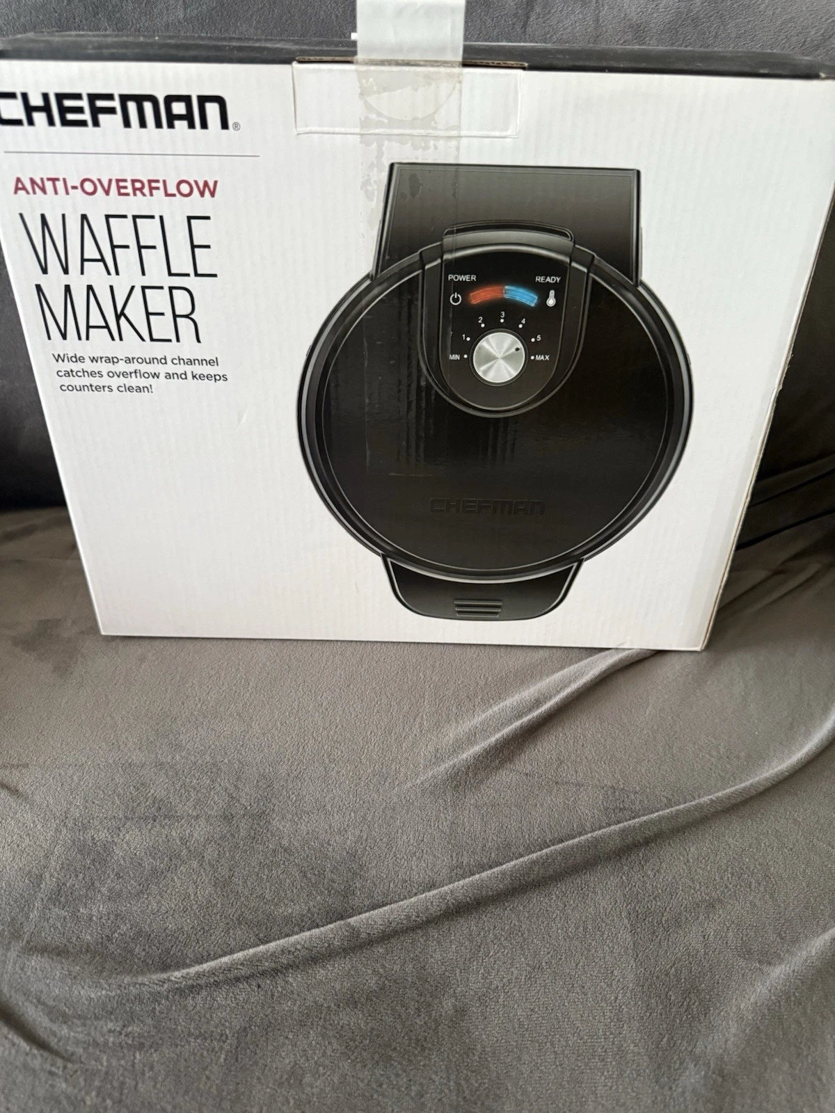 Chefman Anti-Overflow Waffle Maker Black Stainless Steel