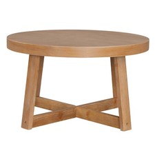 30" Round Coffee Table w/Solid Wood Cross-Shaped Base.Farmhouse Accent Tea Table