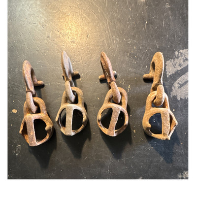Vintage Hand-Forged Singletree end Hooks (4) used
