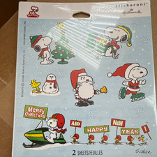 Hallmark Stickeroni Peanuts Snoopy  Woodstock Christmas Stickers 2 Sheets