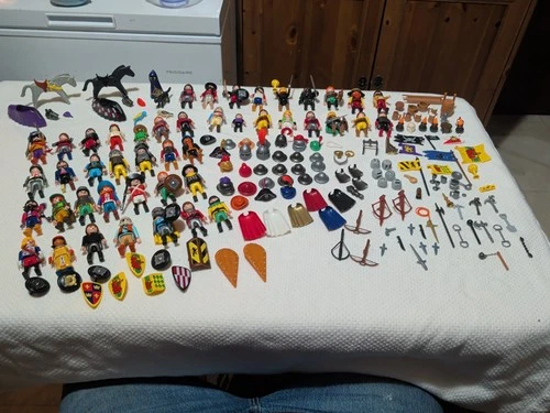 VTG. Playmobil Huge Lot 180+ Pieces  45 Figures & Horses & Accessories 70's-80's