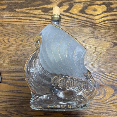 Larsen S.A. Fine Champagne Cognac Empty Bottle Viking Ship Decanter France Model