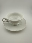 Hutschenreuther Selb Bavaria Germany Sylvia White Embossed Cup & Saucer Set — photo 1