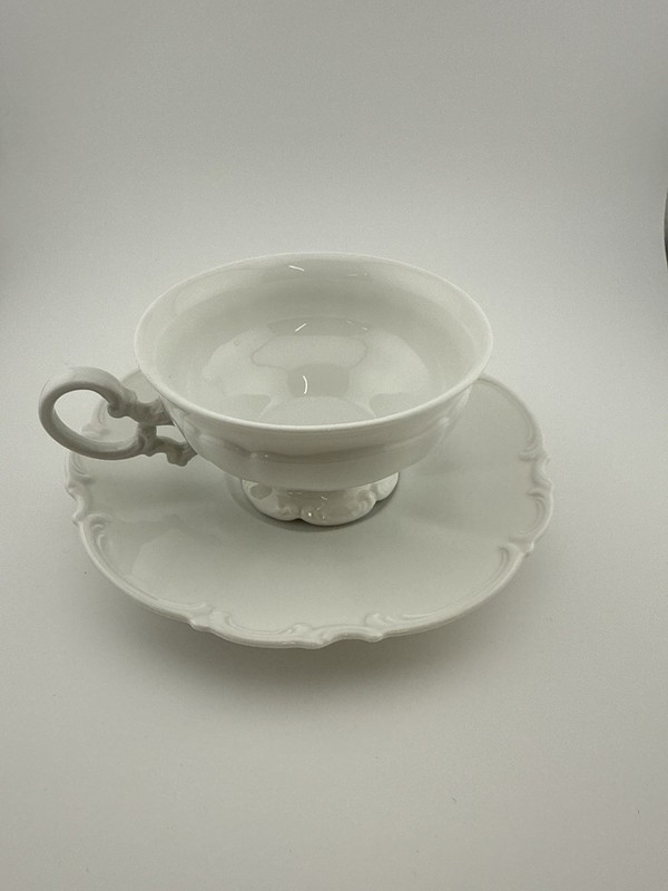 Hutschenreuther Selb Bavaria Germany Sylvia White Embossed Cup & Saucer Set