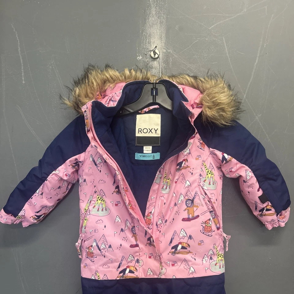 Macacão de neve feminino rosa padrão esqui Roxy tamanho 2 em excelente estado usado - Imagem 3 de 4