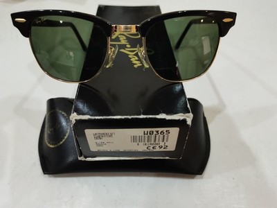 1990's VINTAGE RAY-BAN B&L U.S.A. CLUBMASTER BLACK W0365 G-15 WITH BOX & CASE