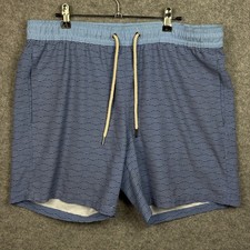 Fair Harbor Men's Swim Trunks Blue Wave Elastic Waist Drawstring Pockets L