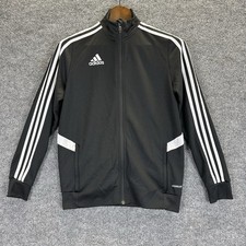Adidas Track Jacket Mens Warm Up Tricot Three Stripe Full Zip Black
