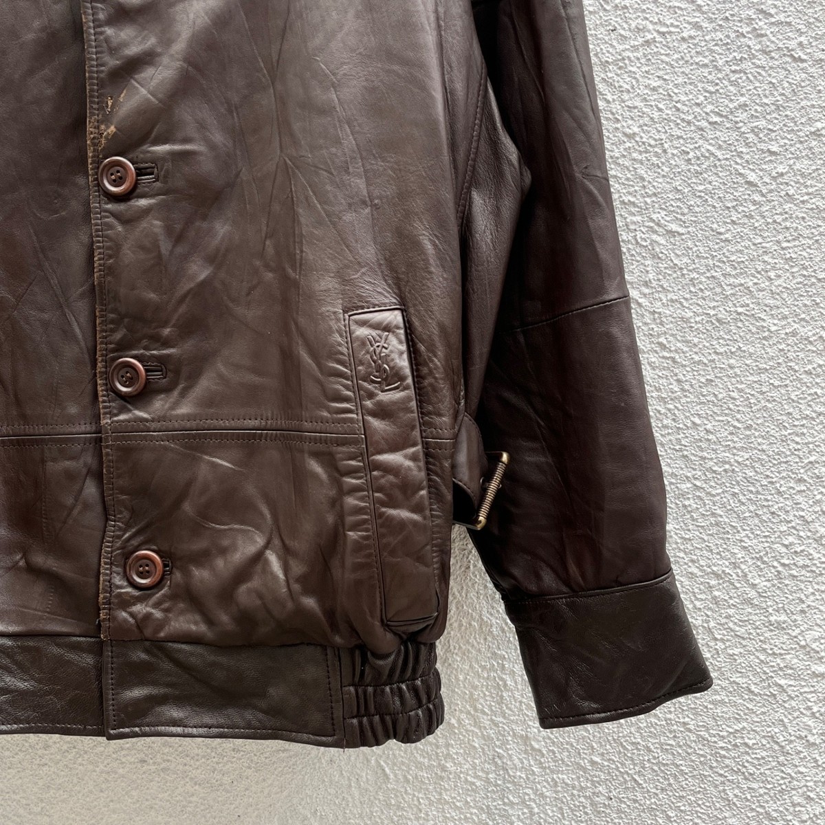 Vintage 80s 90s Yves Saint Laurent YSL Leather Jacket Size Fit L