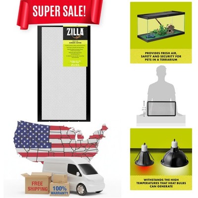 Zilla Fresh Air Screen Cover, 20x10 Inches - Durable Metal Mesh for Reptiles