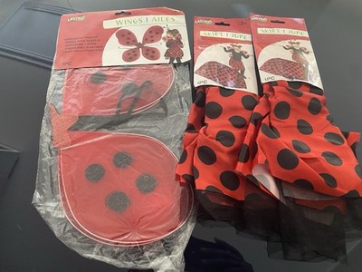 Lady Bug Girl Halloween Cosplay Costume Skirt Wings Size 3 + NWT