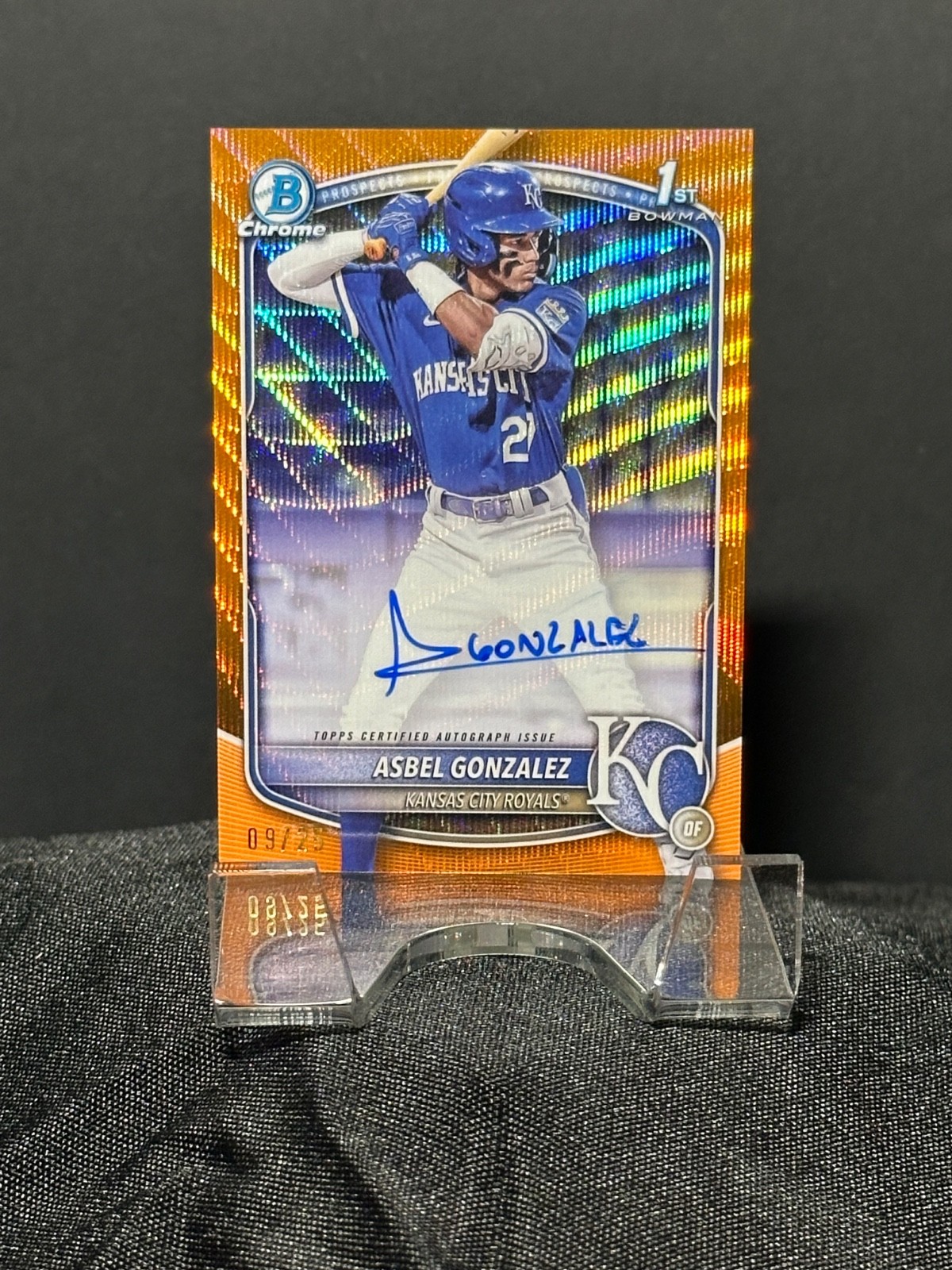 2025 Bowman Chrome Asbel Gonzalez Auto /25 Orange Shimmer #CPA-AG