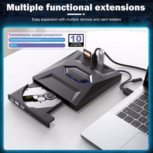 USB 3.0 Type C Externes CD/DVD Laufwerk Brenner Player für Laptop PC Windows 11 - Afbeelding 10 van 12