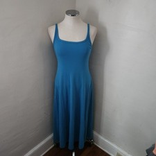 Old Navy Womens Blue Ribbed Sleeveless Scoop Neck Midi Fit and Flare Dress S