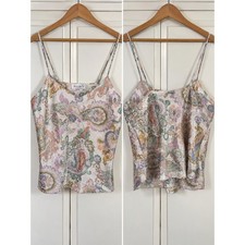 Lucie Ann II Vintage Paisley Camisole Top Pastel V-Neck Spaghetti Strap USA Made