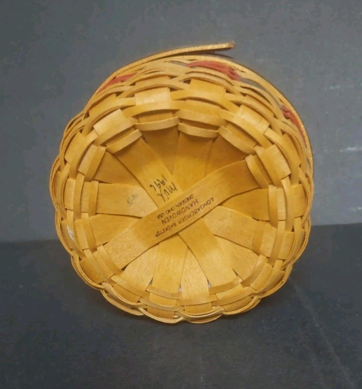 Vintage Longaberger 1997 Inaugural Basket W/Liner & Protector Round Red Blue
