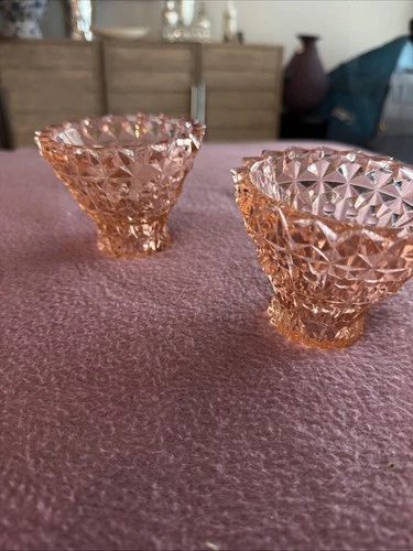 2 Vintage Pink Depression Glass Creamers