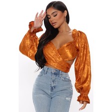 Spill The Tea Satin Top Size M NWT