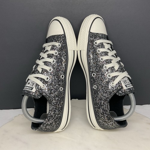 Converse All Star Low Sneakers Womens Size 8 Black Sparkle Casual Shoes A11138C - Afbeelding 6 van 9