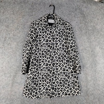 Marella Coat Womens Size UK 8 Black White Leopard Print Overcoat Max Mara 