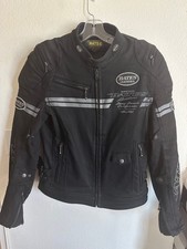 BATES CUSTOM LEATHERS Cafe Syle Nylon MOTORCYCLE JACKET Sz-L Biker EUC