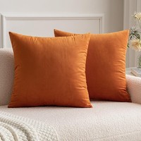Samt Kissenbezug 45X45 Cm, Dekokissen FüR Sofa, Wurfkissen, Weich, Orange, 2Er