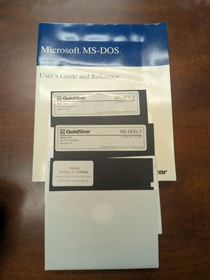 GoldStar Microsoft MS-DOS 5.0 OEM 5.25'' Floppy Disk Set Manuals Mouse 1991...