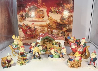 Grandeur Noel 9 Piece Elves At Santa s Workshop Vintage Rare Hard To Find