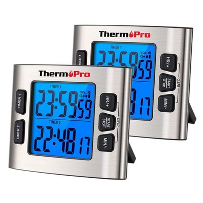 TempPro TM02 24H Digital Timer with Dual Kitchen Timers for Cooking, Magnetic Ti