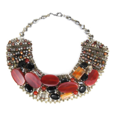 Exquisite Charm Mix Stone Autumn Agate Beaded Collar Necklace