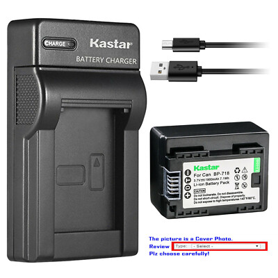 Kastar Battery Slim USB Charger for BP-718 & Canon VIXIA HF R400 HFR400 Camera