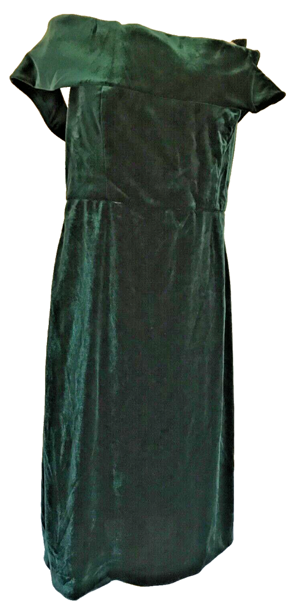 calvin klein green velvet dress Calvin Klein Holiday Dress Off Shoulder Emerald Green Velvet 12