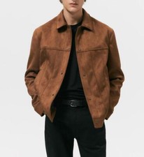 Men's Lapel Casual Jacket Long Sleeve Coat Zip Pocket Tops Cargo Slim Fit Retro
