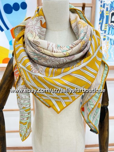 Sallys 70% Cashmere & 30% Silk Stole Animals Print Double Face Scarf Shawl 53" - Picture 28 of 35
