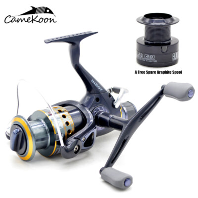 Baitfeeder Freilaufrolle Graphite-Körper Karpfenangeln Angelrolle + Ersatzspule