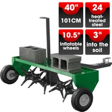 40" 101CM Tow Plug Lawn Aerator Lawn Spike Aerator Lawn& Garden Steel Heavy Duty
