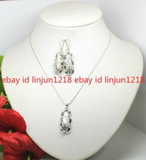 Fashion Jewelry Natural White Biwa Pearl Pendant Necklace Earring Set