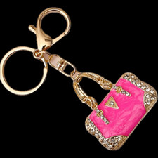 Free with Purchase Pink Bling Metal Purse Handbag Lobster Keyring Keyholder