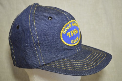 VTG SNAP BACK DENIM TRUCKER HAT TPEL GOLD CARD CLUB 80s PRO FIT Made in USA - Picture 6 of 11
