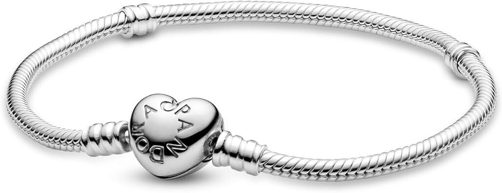 PANDORA Moments Heart Clasp Snake Chain Bracelet -Sterling Silver