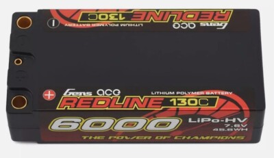 Gens Ace Redline 2S 130C LiHV Battery Pack w/5mm Bullets (7.6V/6000mAh)
