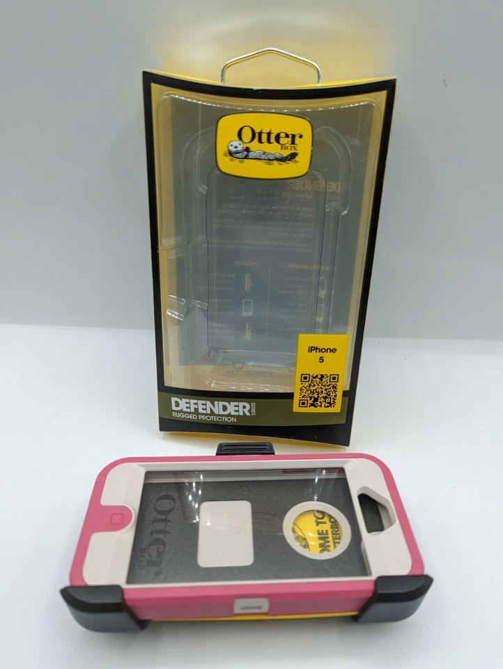 OTTER BOX DEFENDER SERIES PARA IPHONE 5 ROSA BLANCO FUNDA CLIP CINTURÓN NUEVO  Foto 2 de 4