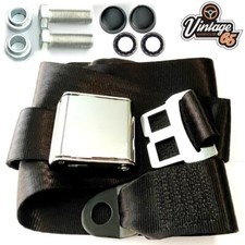 Oldtimer Schwarz 2 Punkt Chrom Verschluss Lap Sicherheitsgurt Verstellbar Vorne