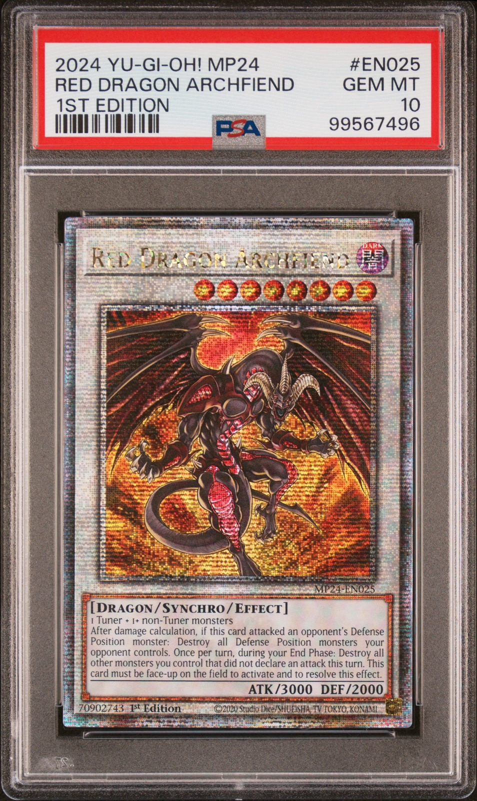 Red Dragon Archfiend Yugioh 2024 MP24-EN025 1st Ed PSA 10 Quarter Century Secret Rare