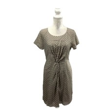 J.Crew Factory Twist Front Taupe Polka Dot Dress Lightweight Raglan Sleeves 8