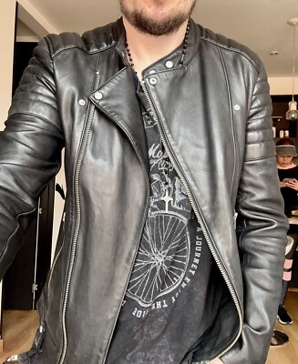 All Saints Sheep Leather Jacket Jasper Biker Black Quilted XS | eBay