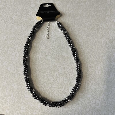 Neu mit Etikett Hämatit & Perlen gedreht 18 Zoll 3 Strang Halskette mit Karabinerverschluss Schmuck