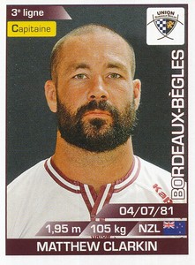 050 Matthew Clarkin Nzl Union Bordeaux Begles Top 14 Sticker Panini Rugby 16 Ebay