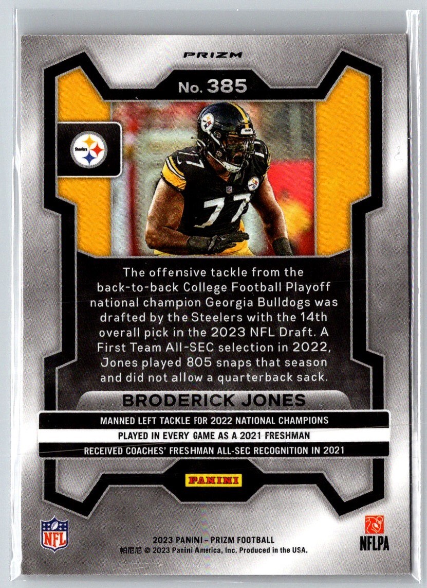 2023 ORANGE LAZER BRODERICK JONES RC PITTSBURGH STEELERS #385 | eBay