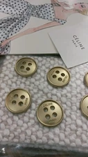 Vintage Celine  Button (ONE) gold  Bronze Metal 25 4-hole flat /made in  France